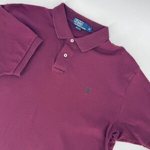 Polo Ralph Lauren Men's XL Burgundy Cotton Polo Shirt Classic Short Sleeve‎